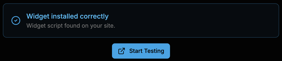 Widget installed correctly confirmation